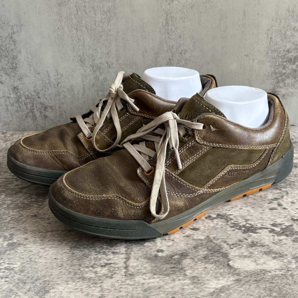 Merrell Berner Shift Sz 9 Men Dusty Olive Suede Lace Up Hiking Shoes J49605 FLAW